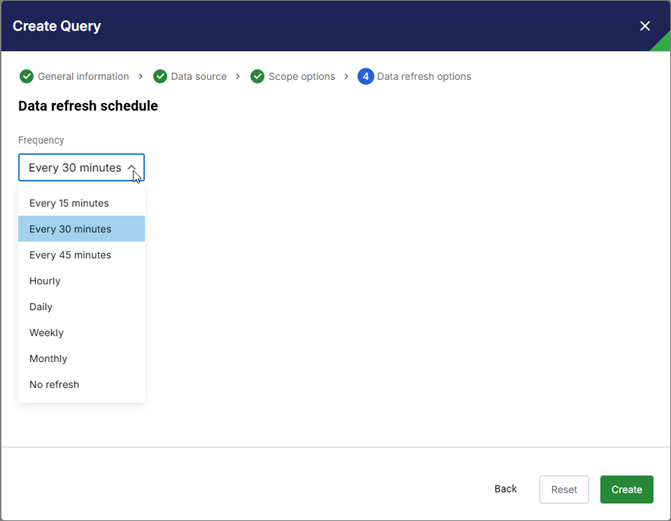 Specify Data Refresh Option for Data Query