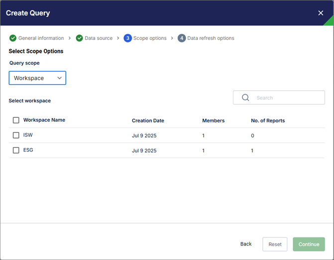 Select Data Query Scope