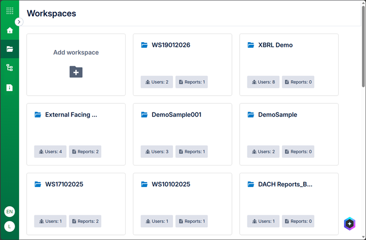 The Workspace Page Landing Page