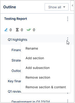 Ellipsis Menu for Sections