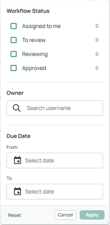 Options for setting more filter criteria