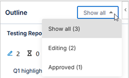 Options for filter report sections based on review status