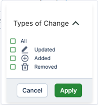 Options for filtering revisions