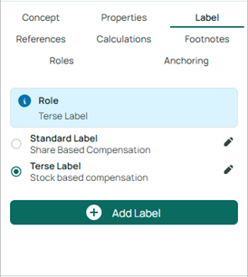 The Label tab of element details
