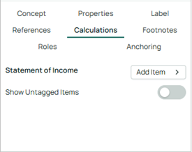 The Calculations tab of element details