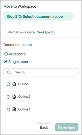 Options for selecting the document scope