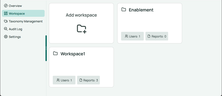 The Workspace Page Landing Page